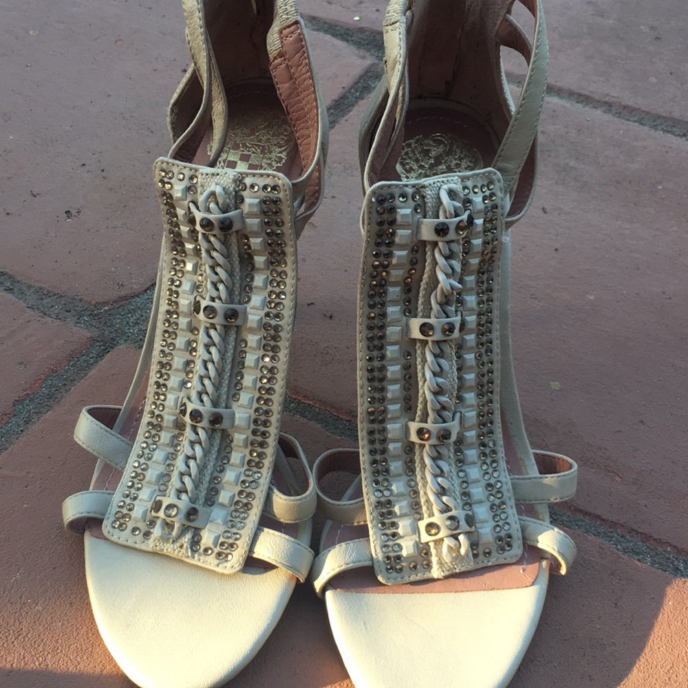 Jewel embellished heels.
